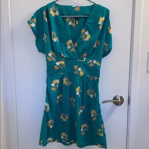 O’Neill green dress with flowers.